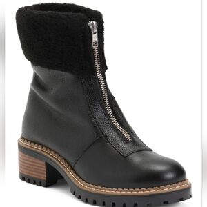 🔹️Bertuchi🔹️made In Spain Leather Front Zipper Booties With Faux Fur